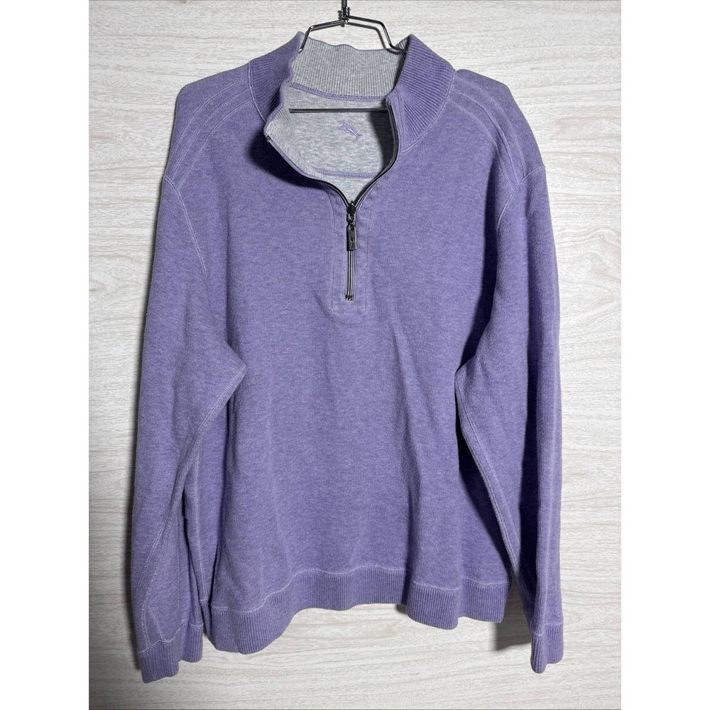 Mens Lilac  Tommy Bahama mens reversible 1/4 zip pullover